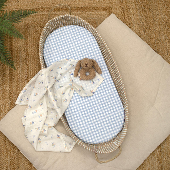 Mabel & Fox - Basket Changing Mat - Blue Gingham - Mabel & Fox