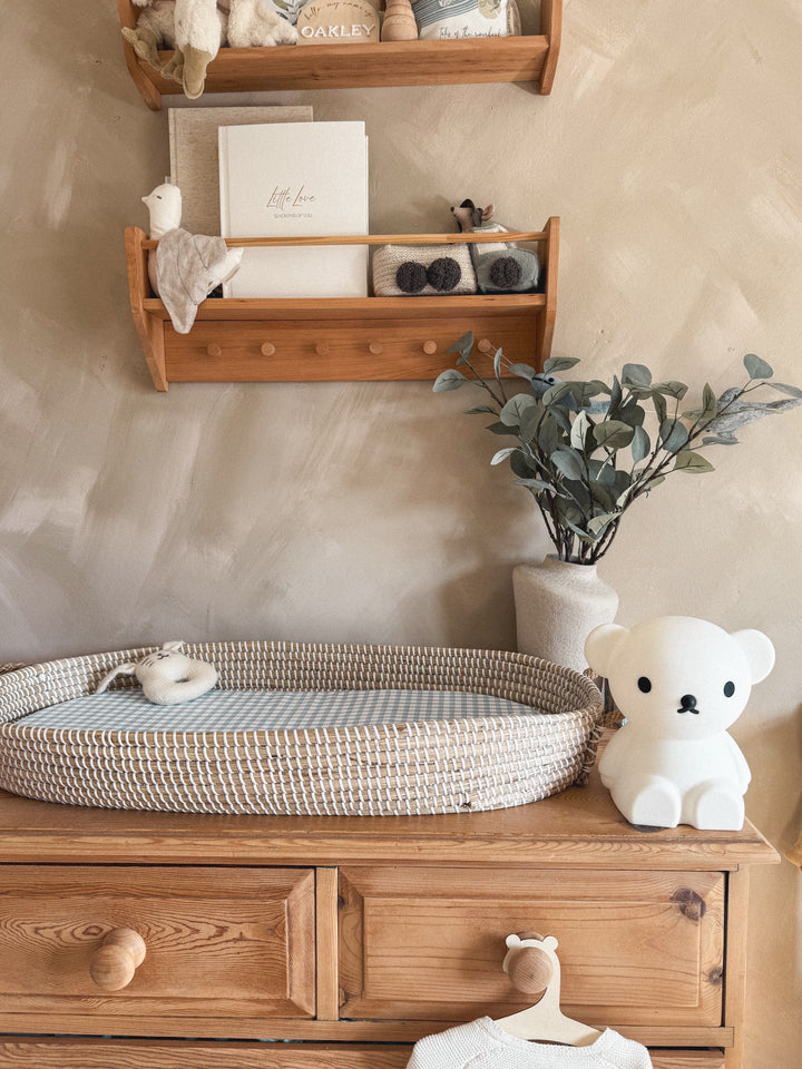 Mabel & Fox - Basket Changing Mat - Blue Gingham - Mabel & Fox
