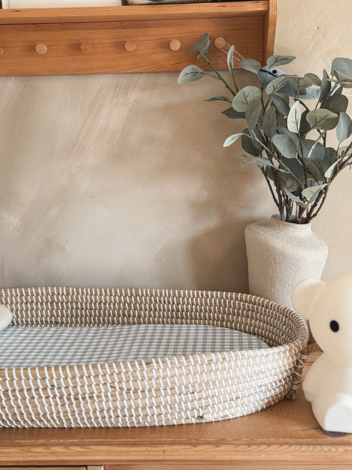 Mabel & Fox - Basket Changing Mat - Blue Gingham - Mabel & Fox