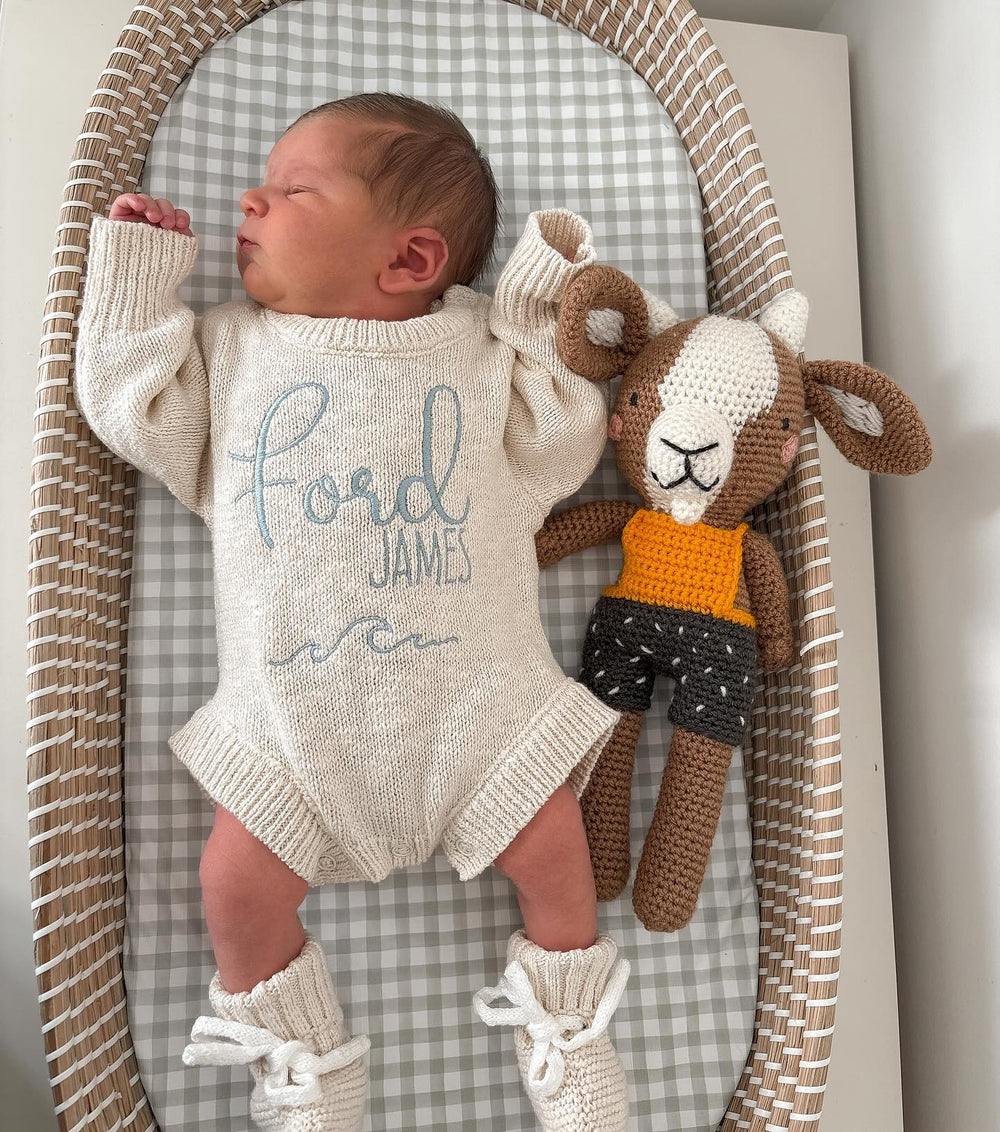 Mabel & Fox - Basket Changing Mat - Blue Gingham - Mabel & Fox