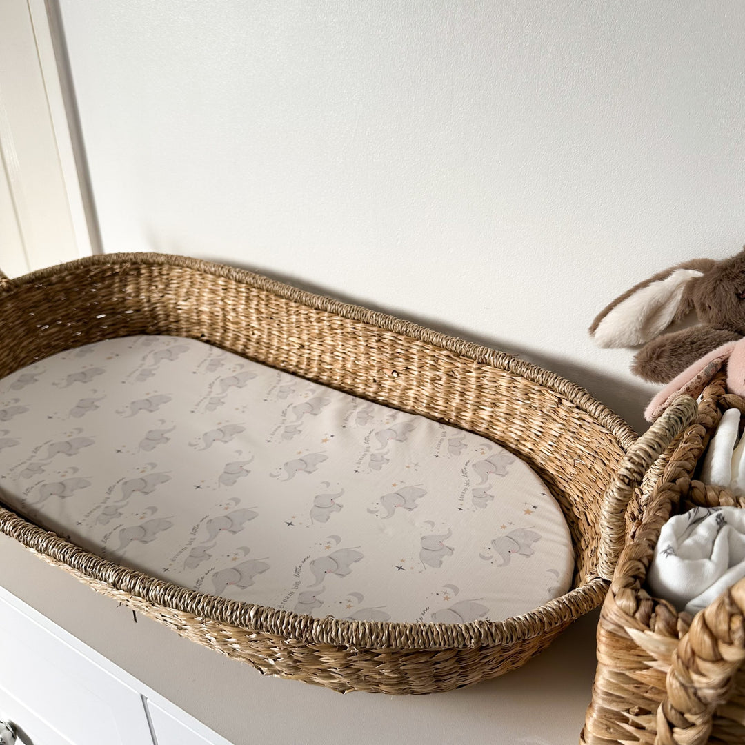 Mabel & Fox -  Basket Changing Mat - Elephants - Mabel & Fox