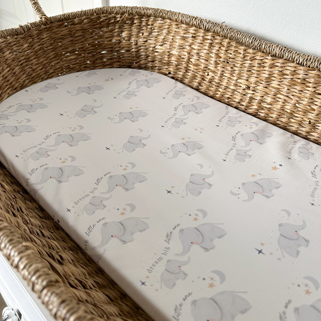 Mabel & Fox -  Basket Changing Mat - Elephants - Mabel & Fox
