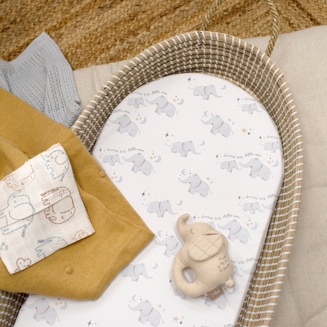 Mabel & Fox -  Basket Changing Mat - Elephants - Mabel & Fox