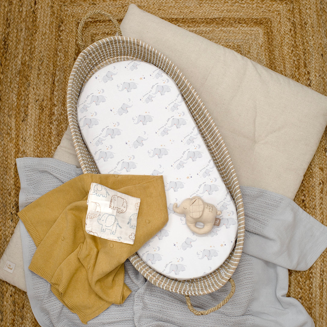 Mabel & Fox -  Basket Changing Mat - Elephants - Mabel & Fox