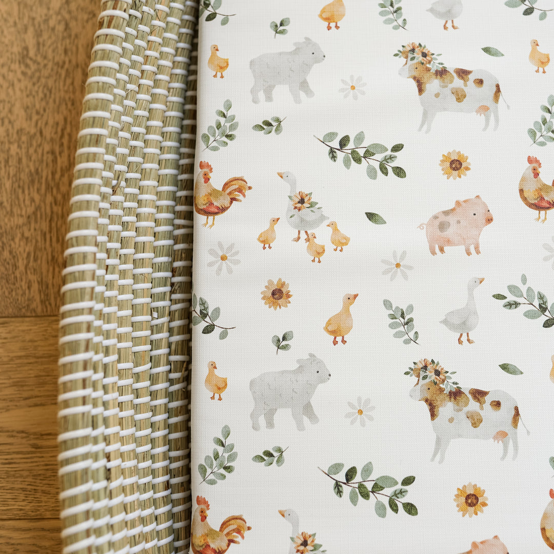 Mabel & Fox -  Basket Changing Mat - Farmyard Animals - Mabel & Fox
