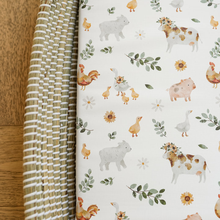 Mabel & Fox -  Basket Changing Mat - Farmyard Animals - Mabel & Fox