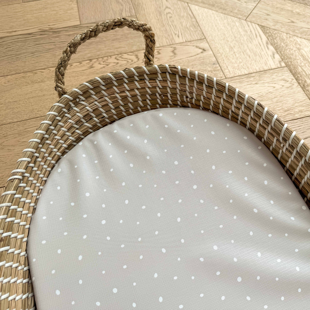 Mabel & Fox -  Basket Changing Mat - Grey Spotty - Mabel & Fox