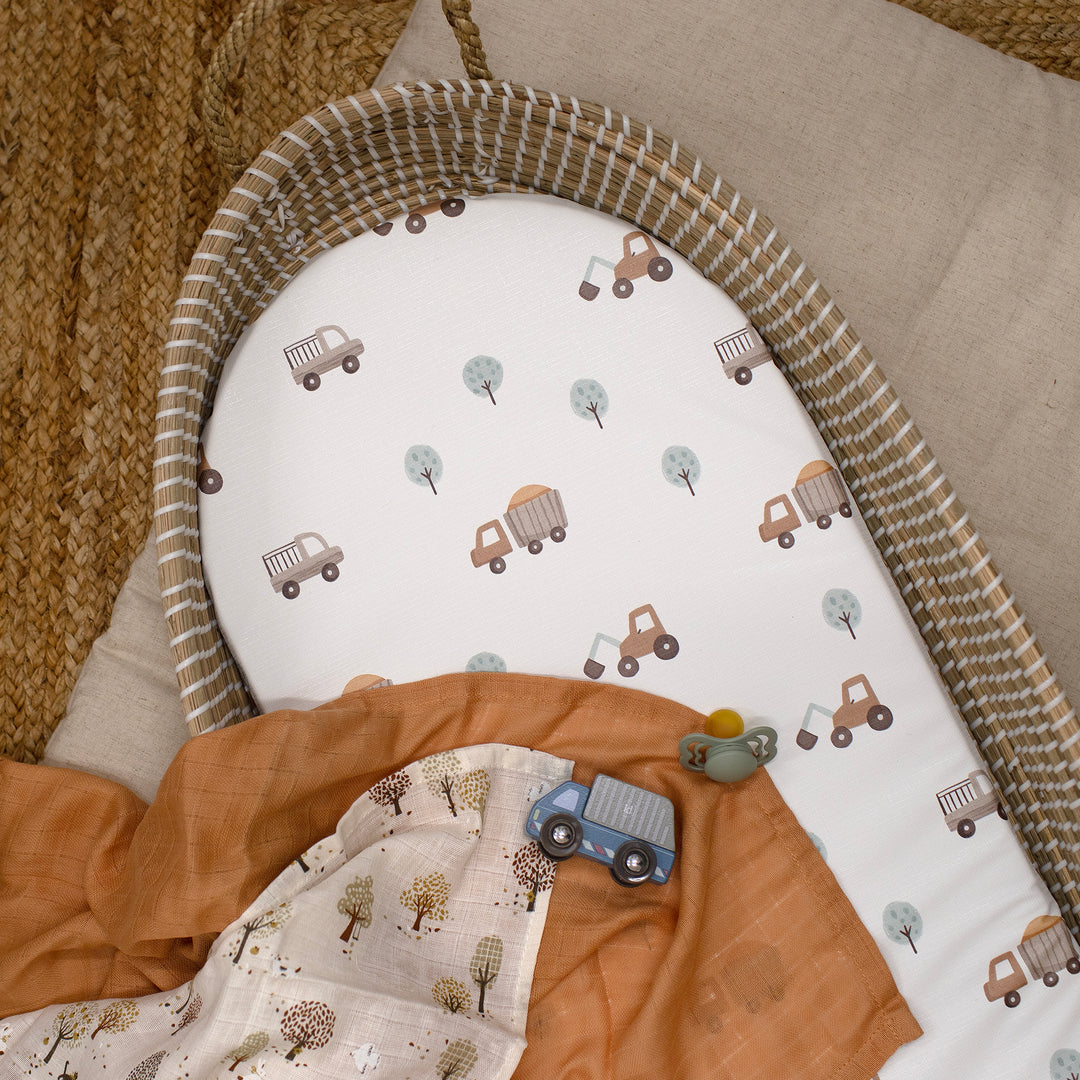 Mabel & Fox - Basket Changing Mat - Little Wheels - Mabel & Fox