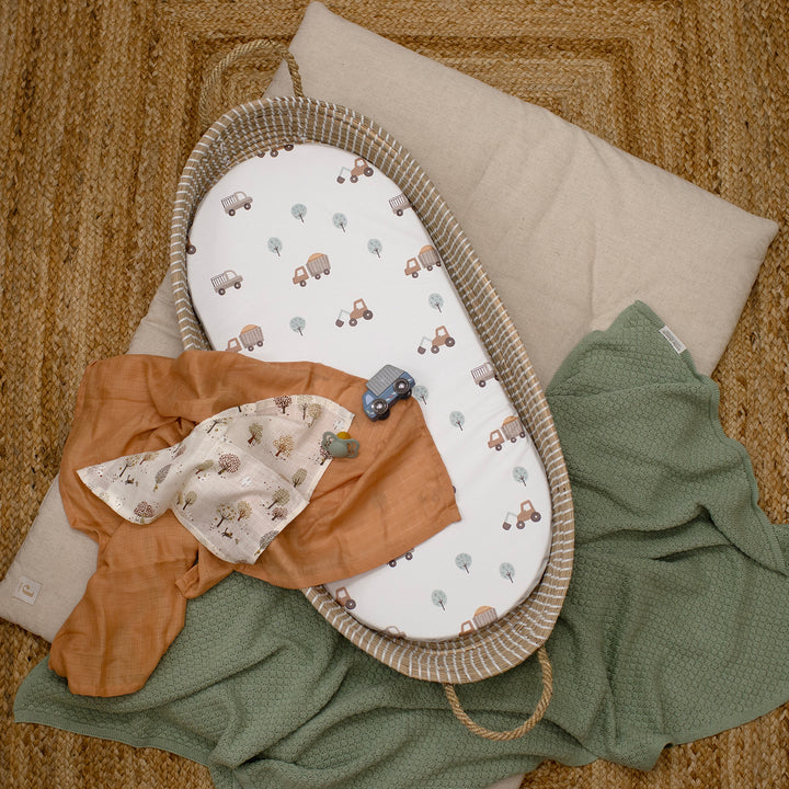 Mabel & Fox - Basket Changing Mat - Little Wheels - Mabel & Fox