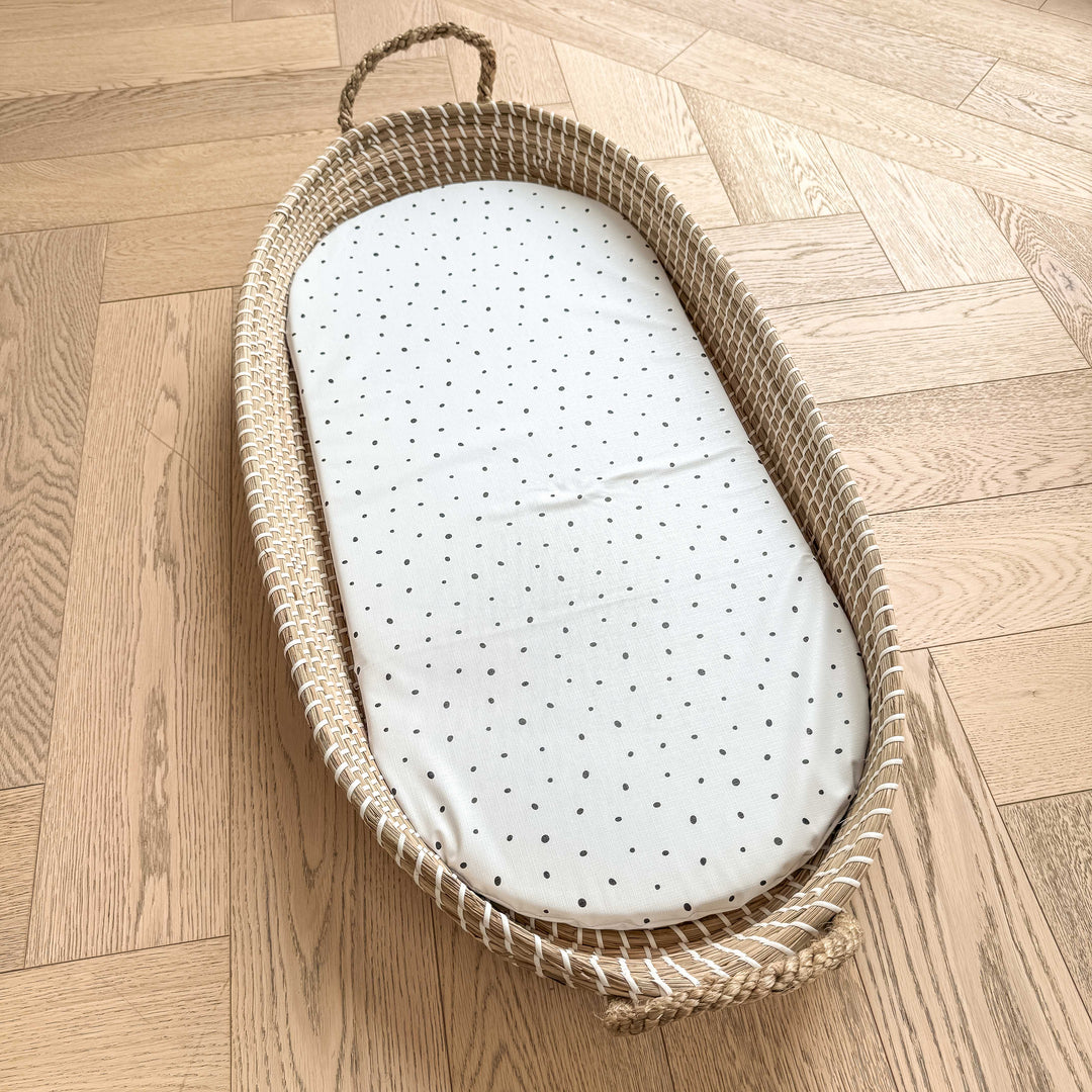 Mabel & Fox -  Basket Changing Mat - Monochrome Spotty - Mabel & Fox