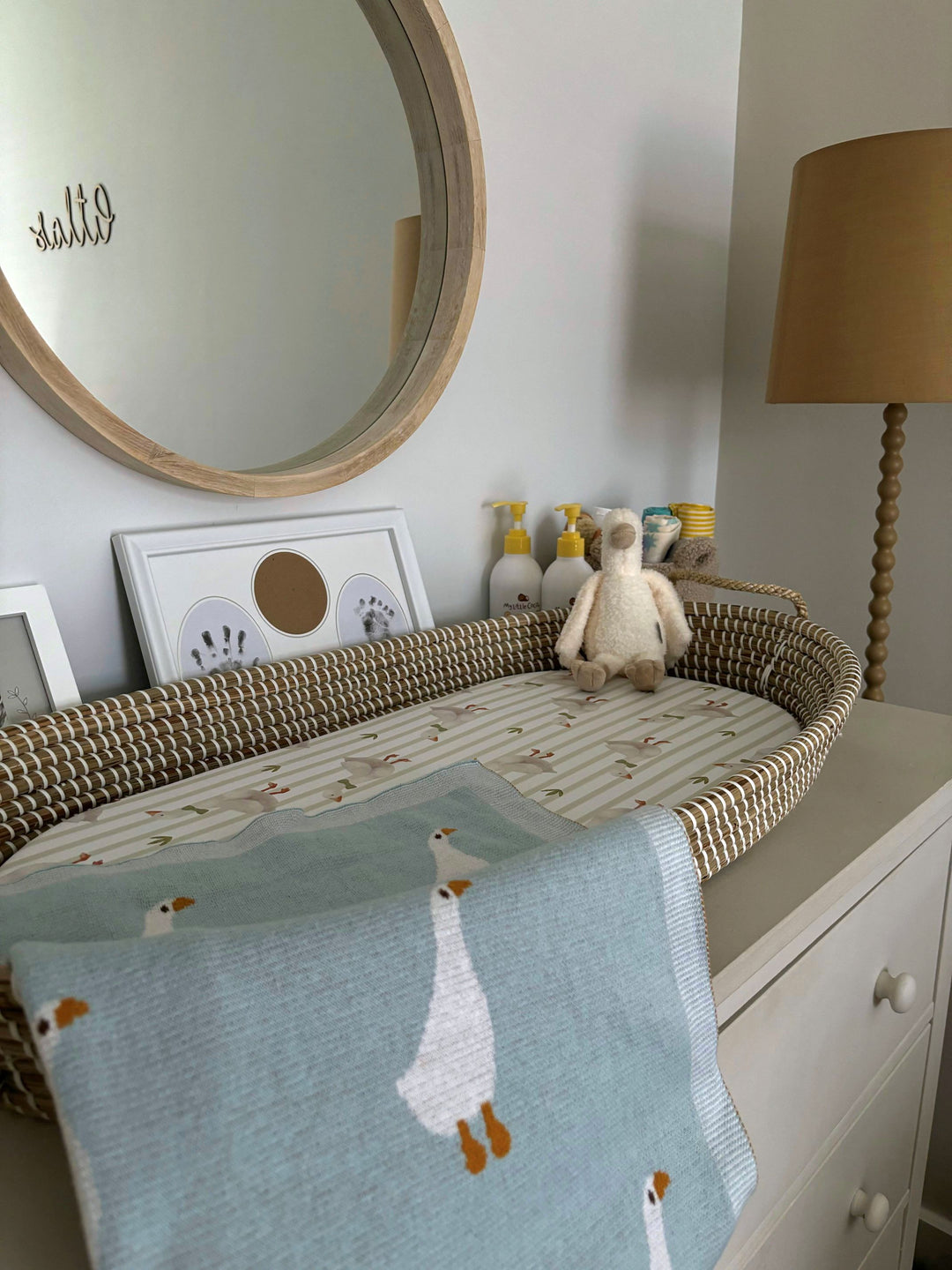 Mabel & Fox -  Basket Changing Mat - Mr Goose - Mabel & Fox