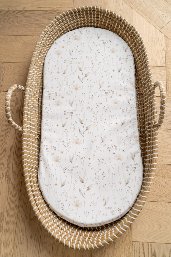 Mabel & Fox - Basket Changing Mat - Natural Wildflowers - Mabel & Fox