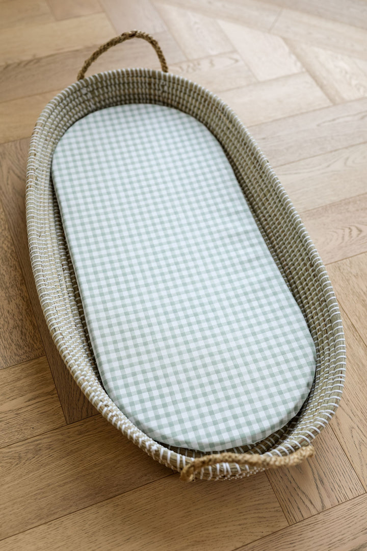 Mabel & Fox -  Basket Changing Mat - Sage Gingham - Mabel & Fox