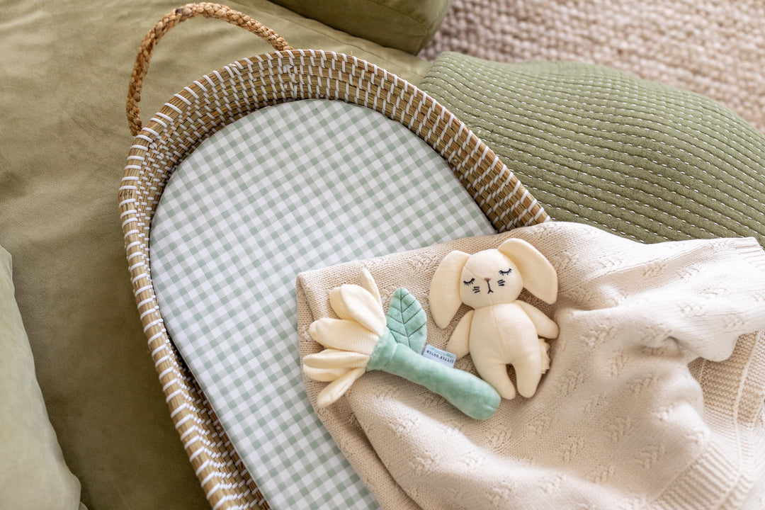 Mabel & Fox -  Basket Changing Mat - Sage Gingham - Mabel & Fox
