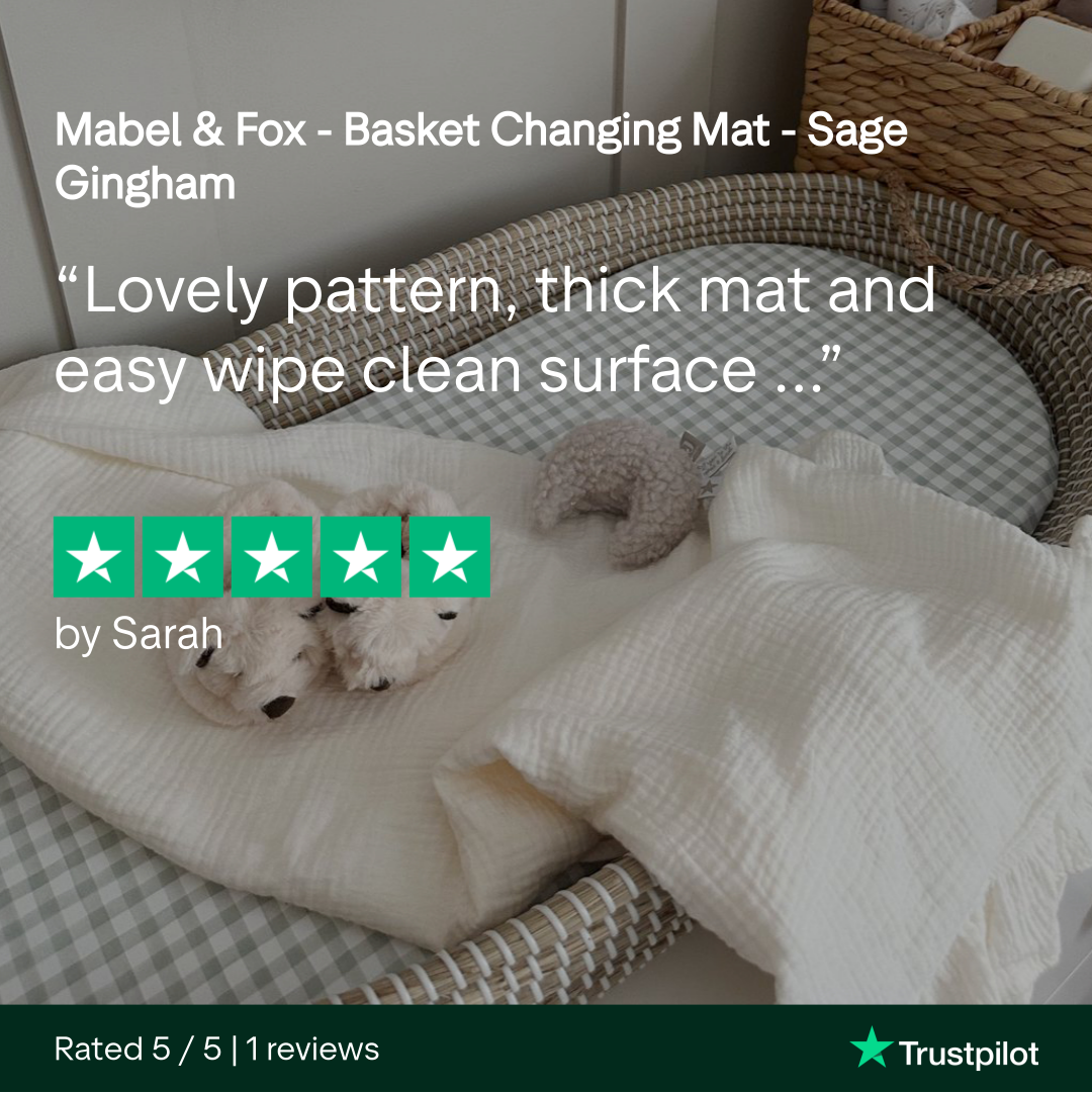 Mabel & Fox -  Basket Changing Mat - Sage Gingham - Mabel & Fox