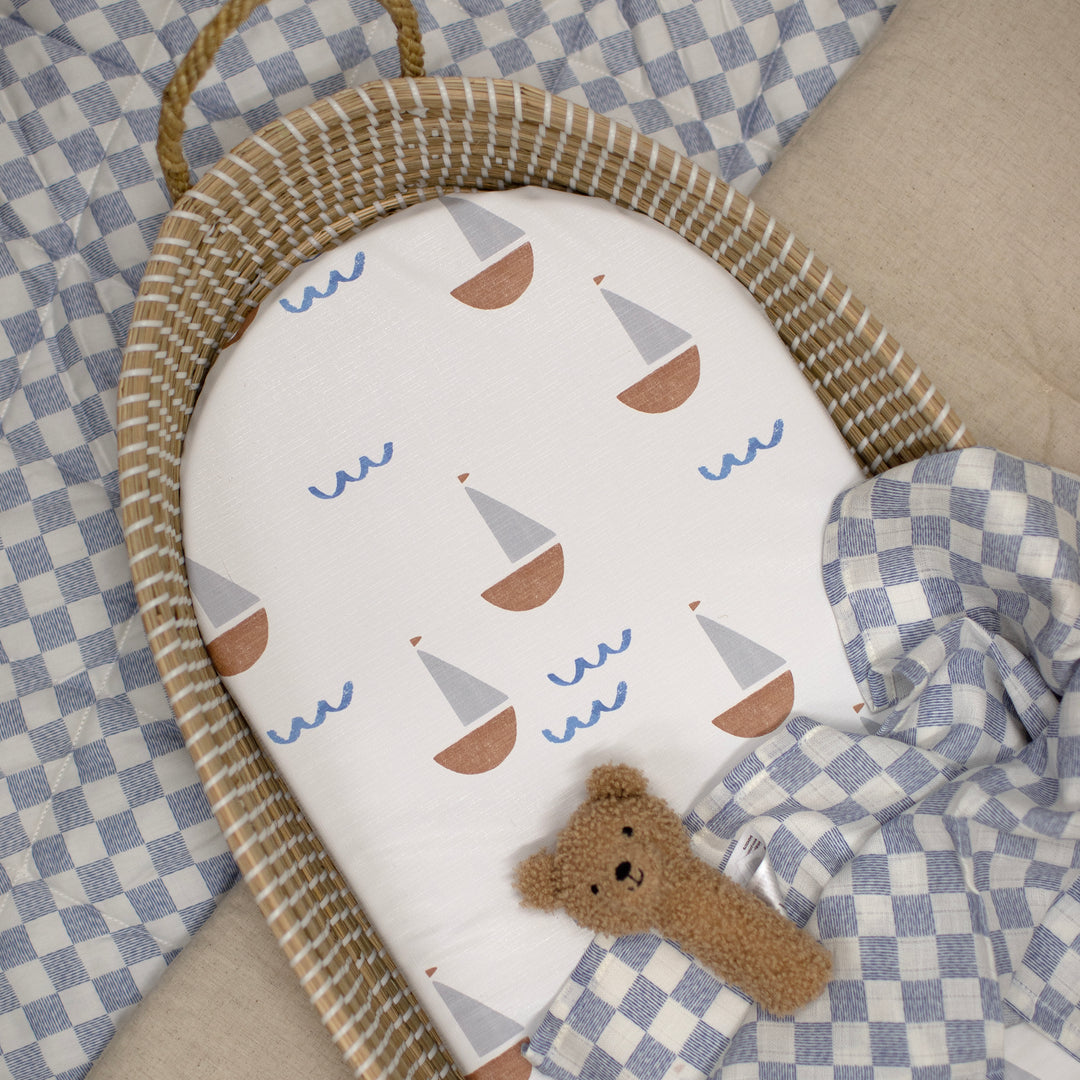 Mabel & Fox -  Basket Changing Mat - Sail Away - Mabel & Fox