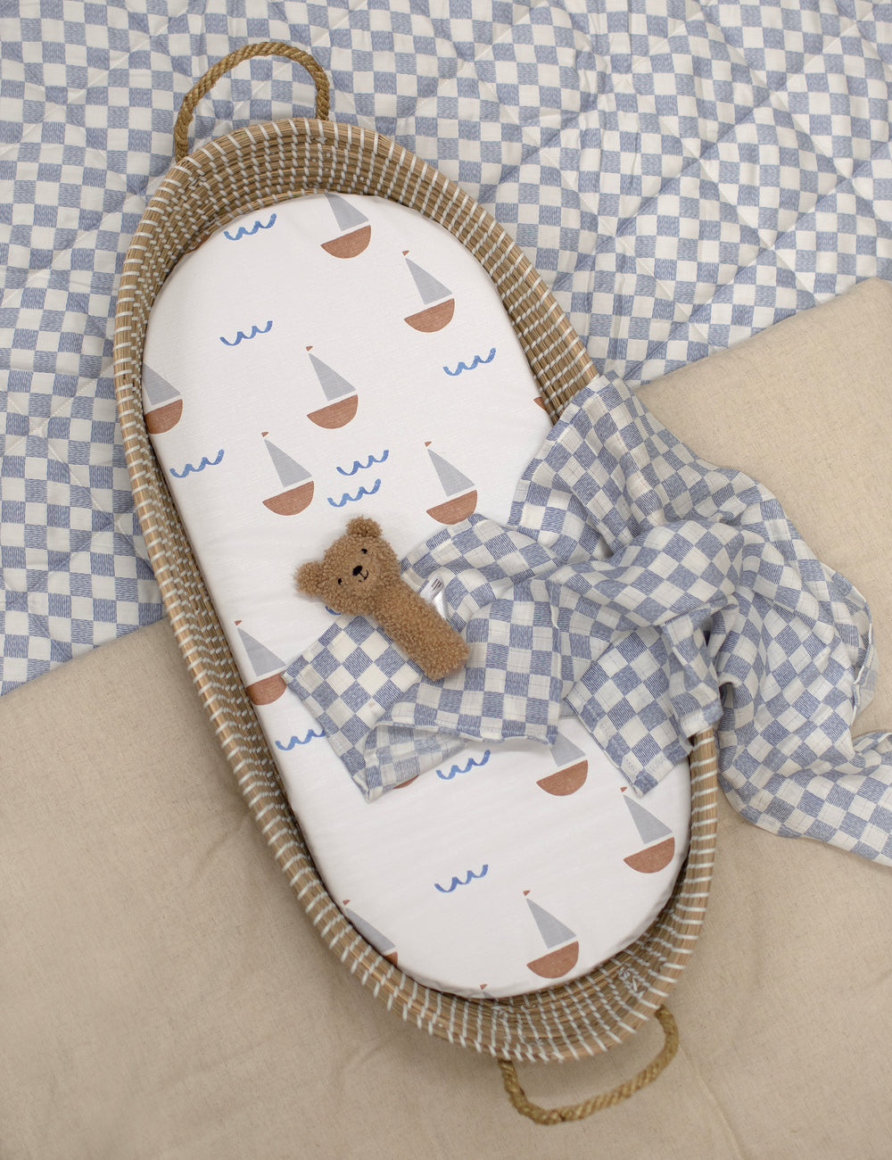 Mabel & Fox -  Basket Changing Mat - Sail Away - Mabel & Fox