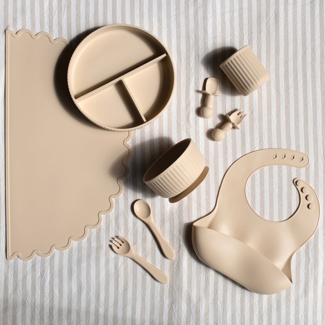 Mabel & Fox - Complete Silicone Tableware Set - Beige (7 Pcs) - Mabel & Fox
