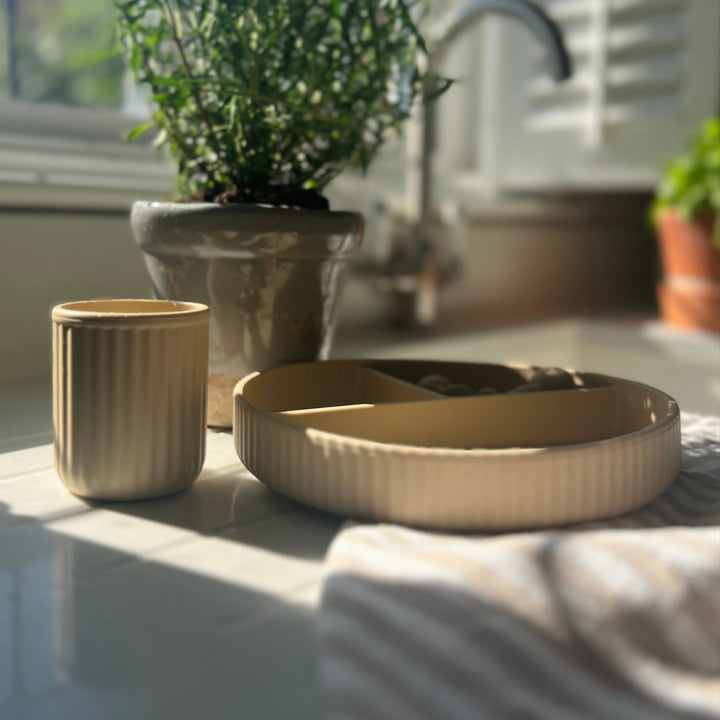Mabel & Fox - Complete Silicone Tableware Set - Beige (7 Pcs) - Mabel & Fox