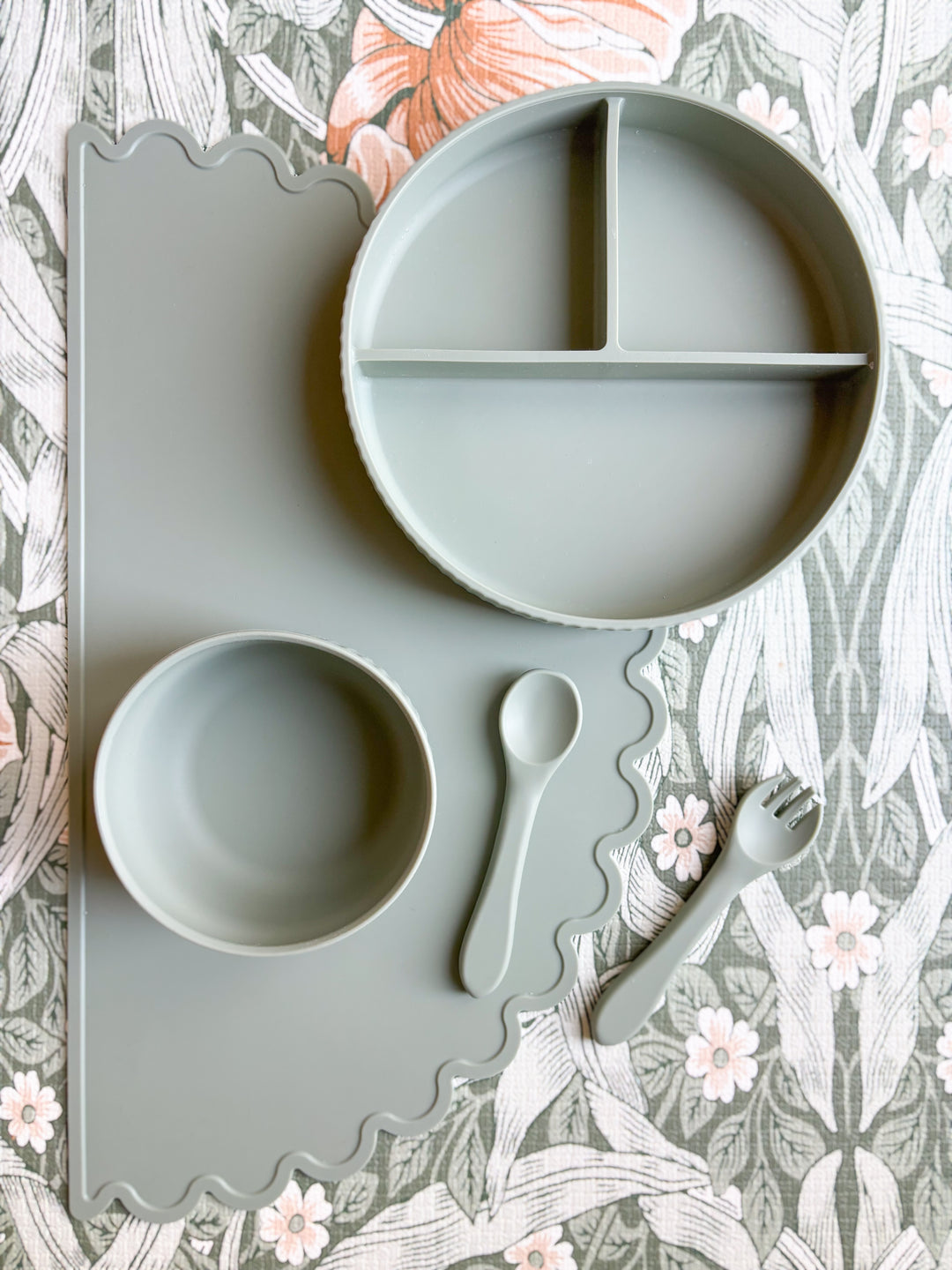 Mabel & Fox - Complete Silicone Tableware Set - Sage (7 Pcs) - Mabel & Fox
