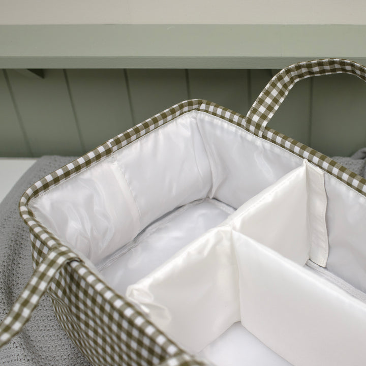 Mabel & Fox - Gingham Nappy Caddy - Green - Mabel & Fox