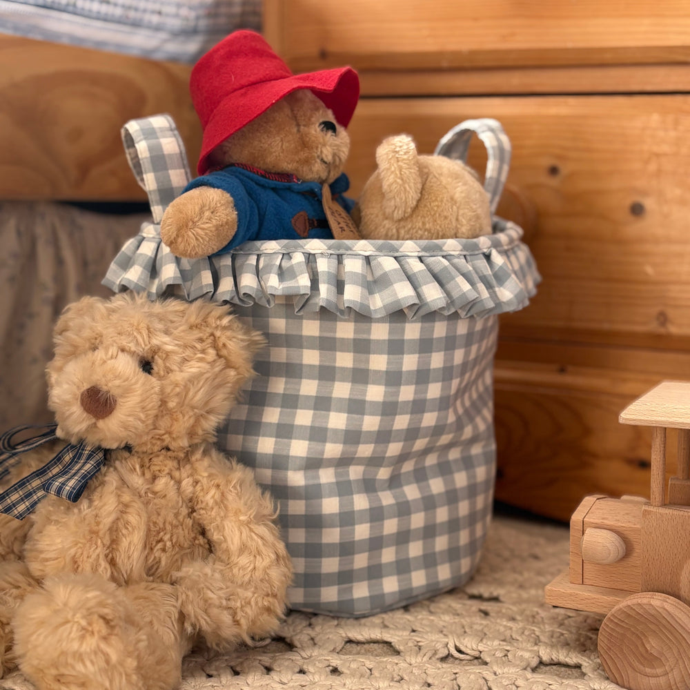 Mabel & Fox - Gingham Ruffle Basket - Blue - Mabel & Fox