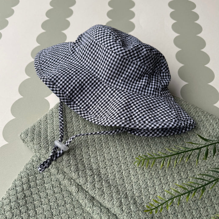 Mabel & Fox - Gingham Sun Hat - Black - Mabel & Fox