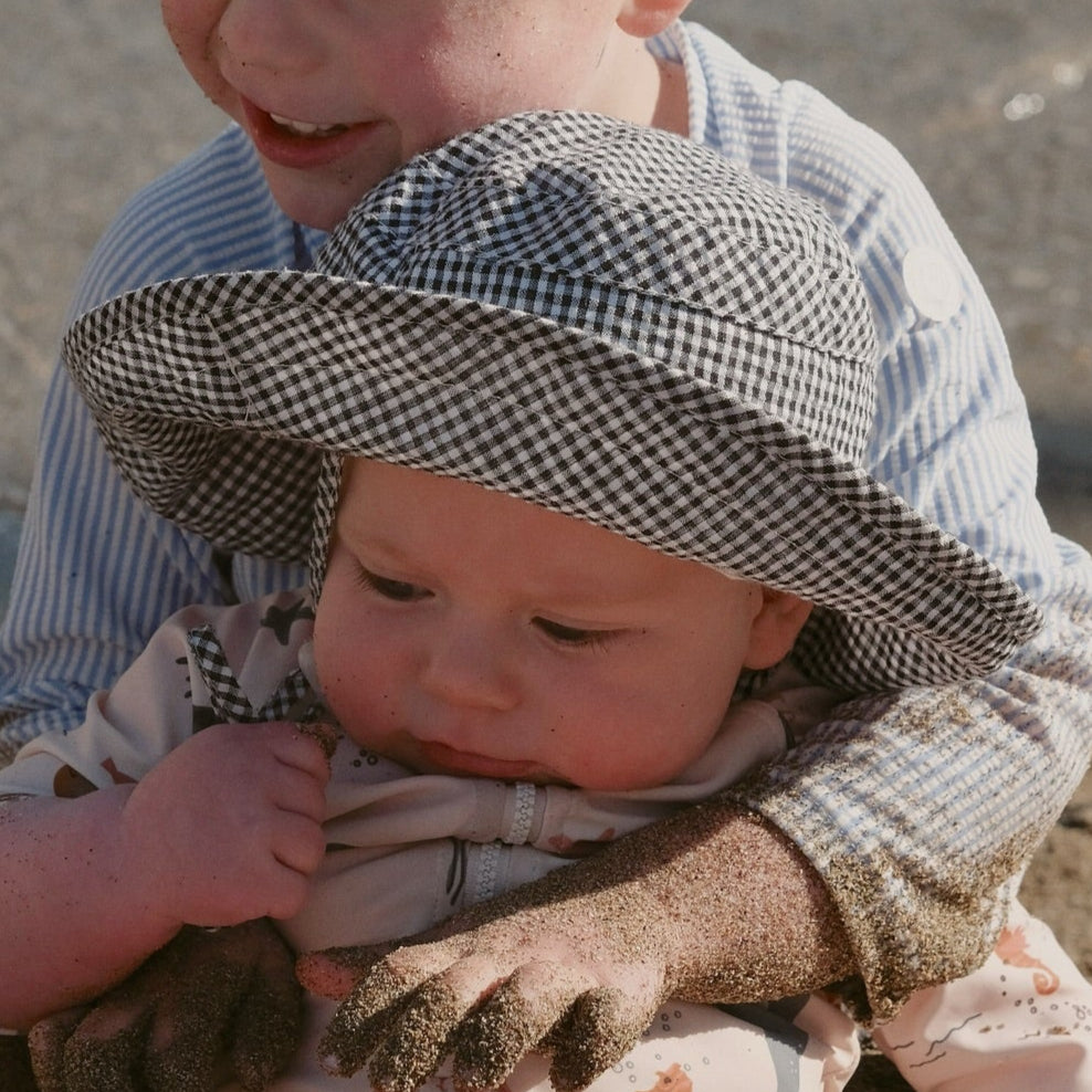 Mabel & Fox - Gingham Sun Hat - Black - Mabel & Fox