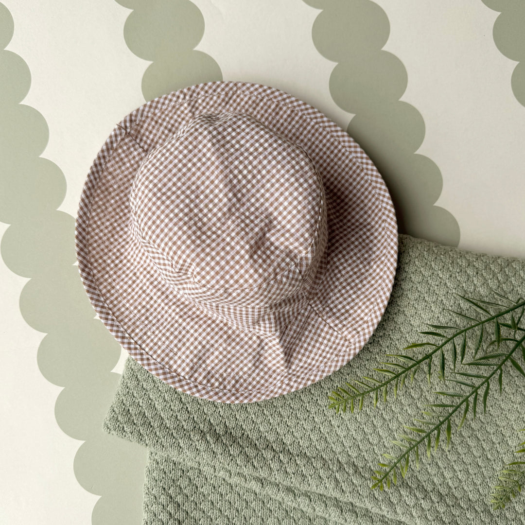 Mabel & Fox - Gingham Sun Hat - Brown - Mabel & Fox