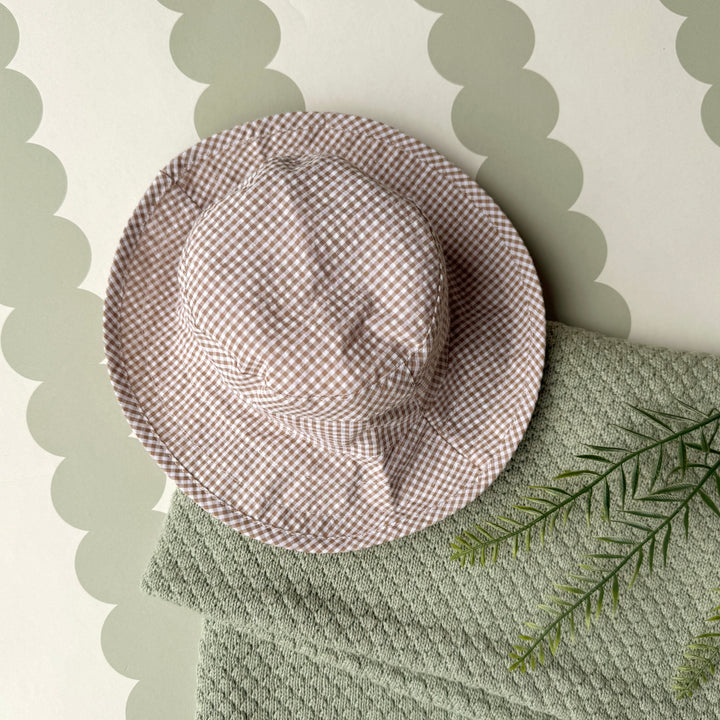 Mabel & Fox - Gingham Sun Hat - Brown - Mabel & Fox