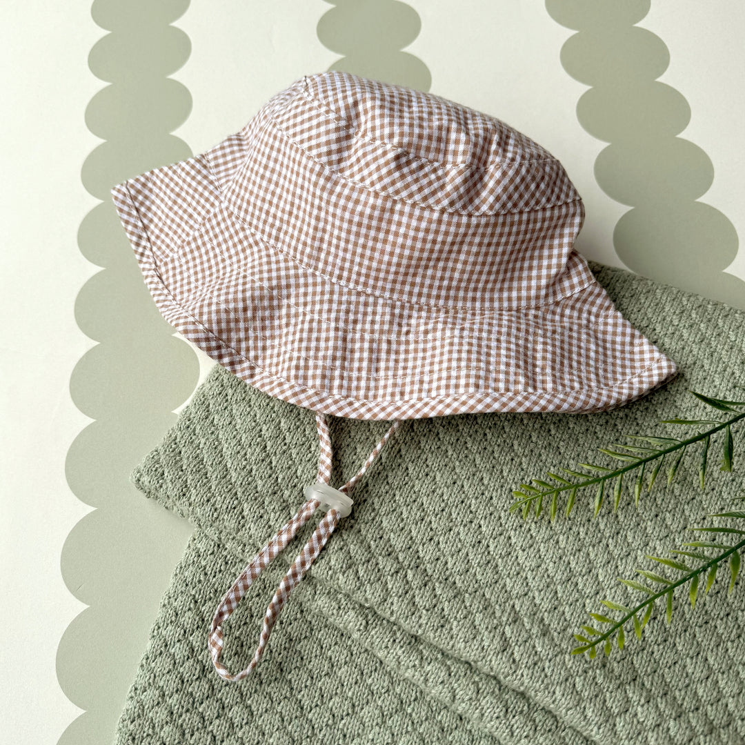 Mabel & Fox - Gingham Sun Hat - Brown - Mabel & Fox