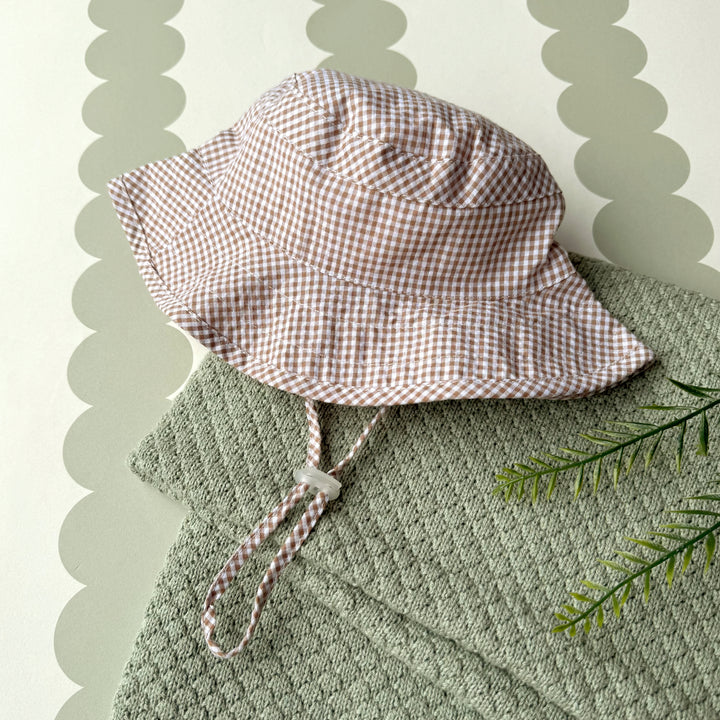 Mabel & Fox - Gingham Sun Hat - Brown - Mabel & Fox