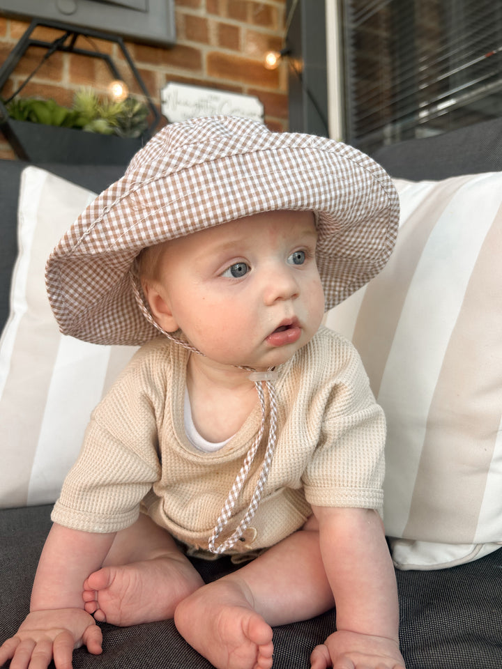 Mabel & Fox - Gingham Sun Hat - Brown - Mabel & Fox