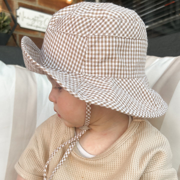 Mabel & Fox - Gingham Sun Hat - Brown - Mabel & Fox