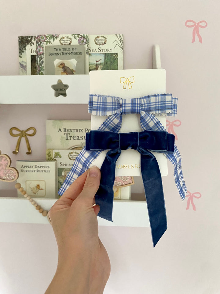 Mabel & Fox - Hair Bow Clips - Blue (2 Pack) - Mabel & Fox