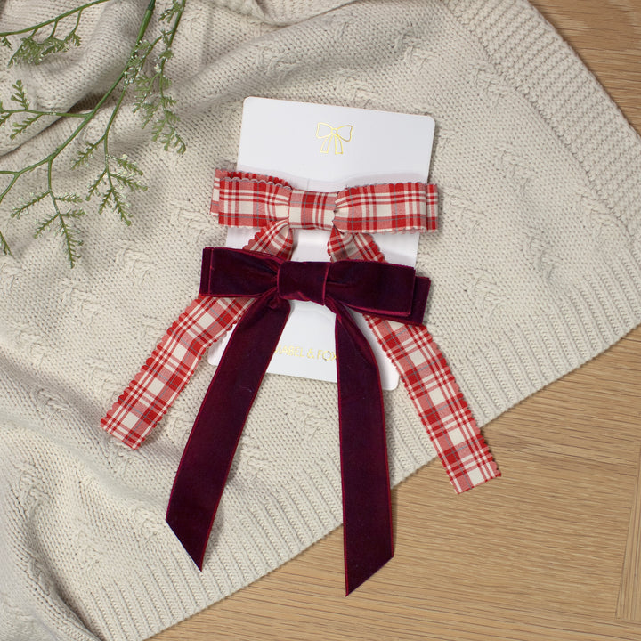 Mabel & Fox - Hair Bow Clips - Red (2 Pack) - Mabel & Fox
