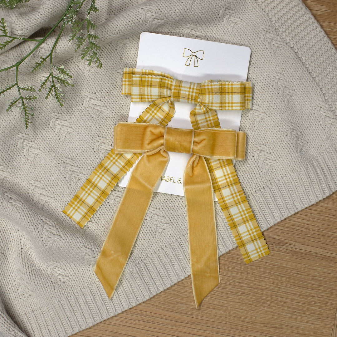 Mabel & Fox - Hair Bow Clips - Yellow (2 Pack) - Mabel & Fox