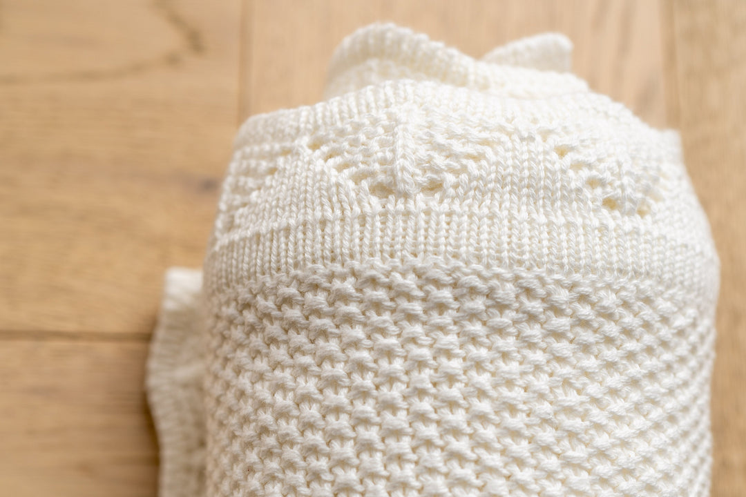 Mabel & Fox - Knitted Baby Blanket - White - Mabel & Fox