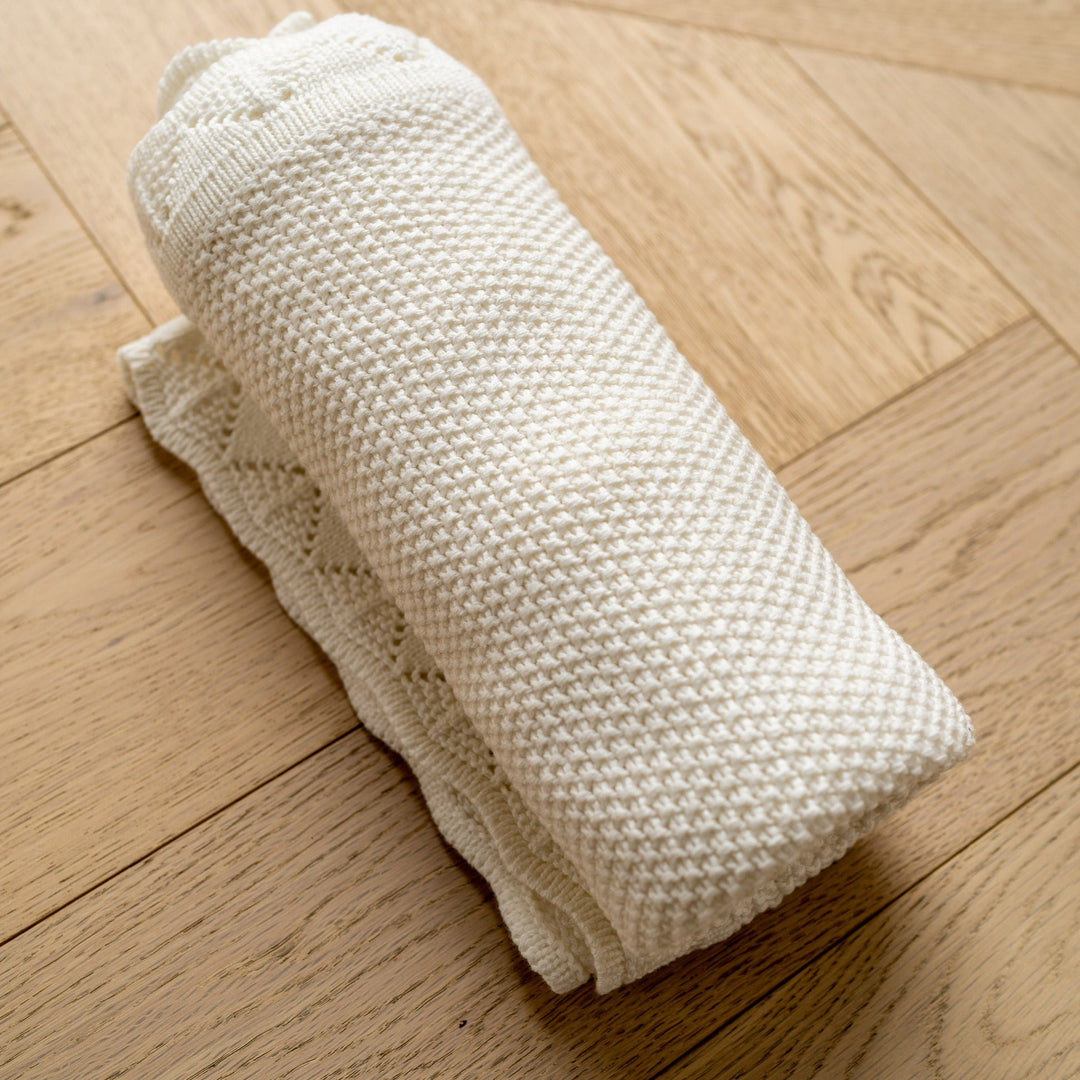 Mabel & Fox - Knitted Baby Blanket - White - Mabel & Fox