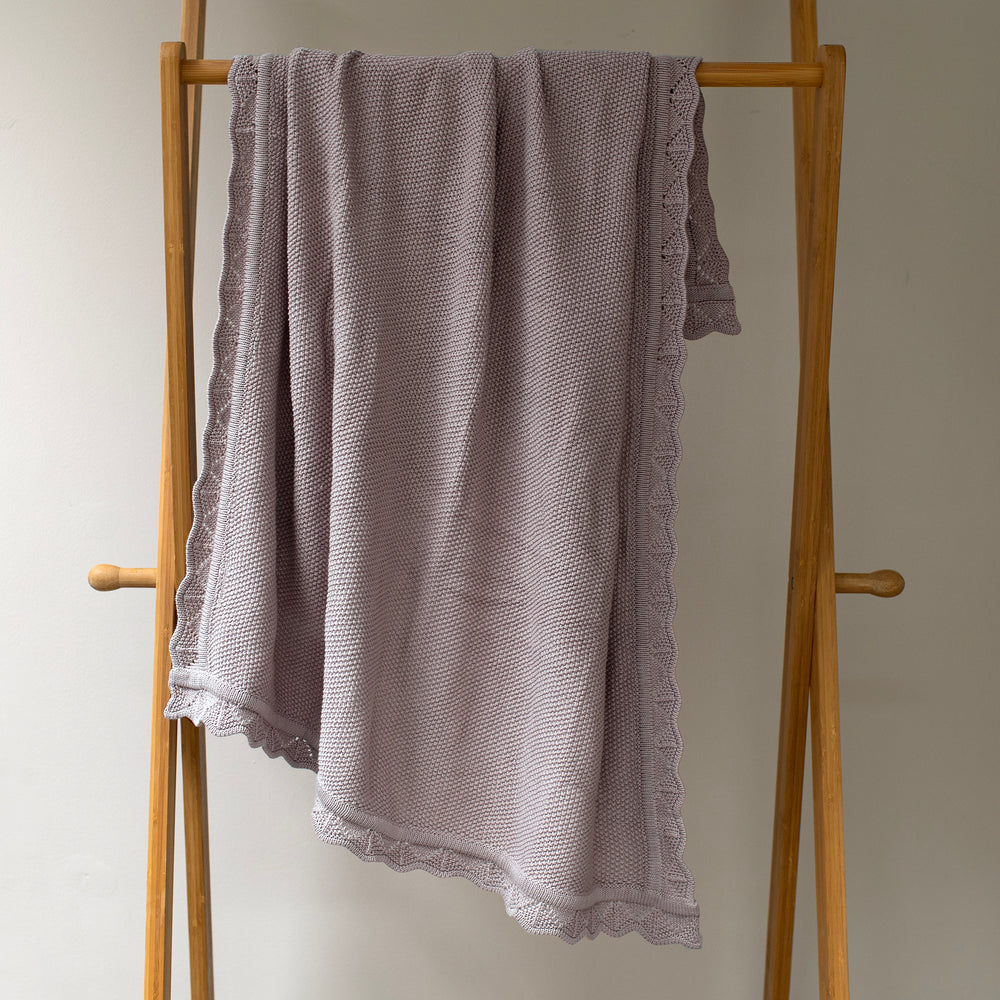 Mabel & Fox - Knitted Baby Blanket - Dusty Lilac - Mabel & Fox