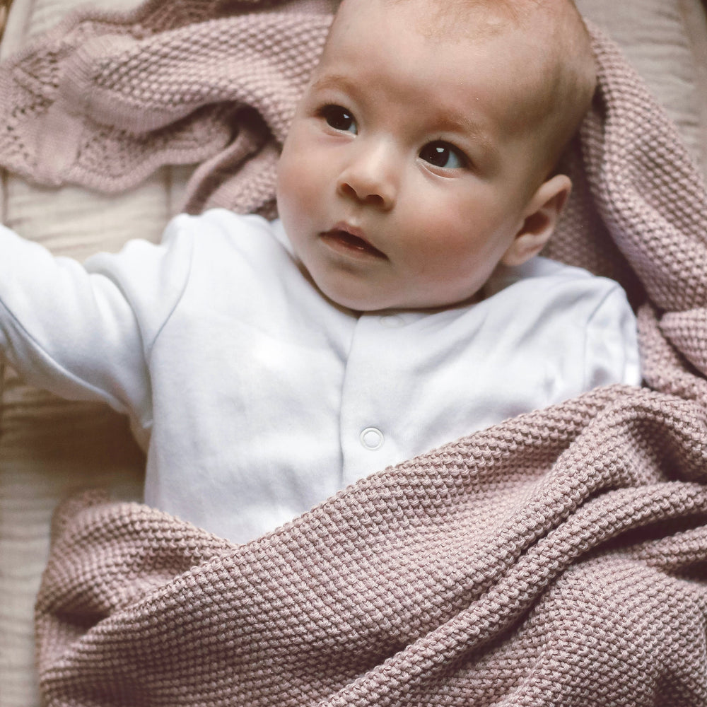 Mabel & Fox - Knitted Baby Blanket - Dusty Lilac - Mabel & Fox
