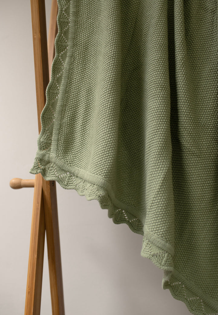 Mabel & Fox - Knitted Baby Blanket - Sage Green - Mabel & Fox