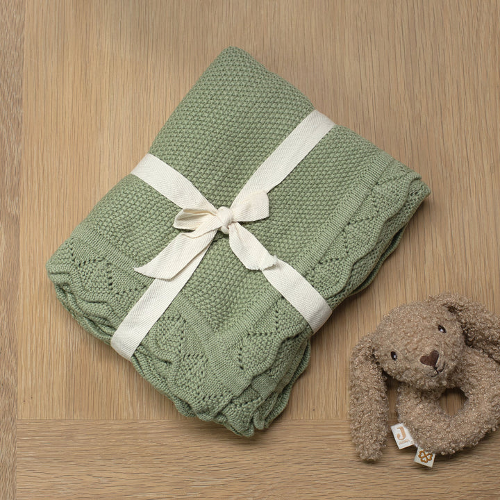 Mabel & Fox - Knitted Baby Blanket - Sage Green - Mabel & Fox