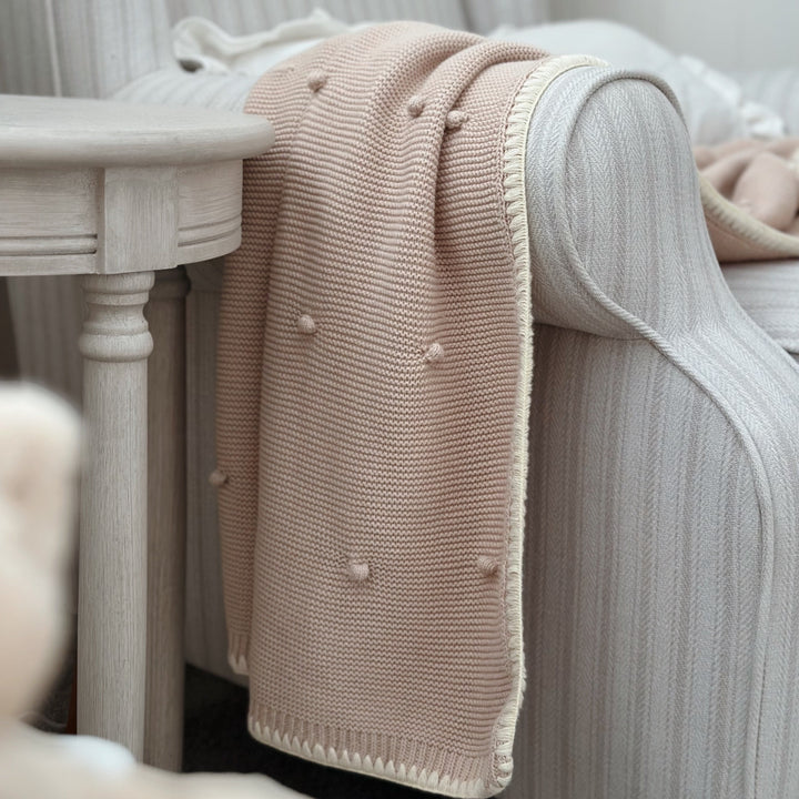 Mabel & Fox - Knitted Baby Blanket - Natural Bobble - Mabel & Fox