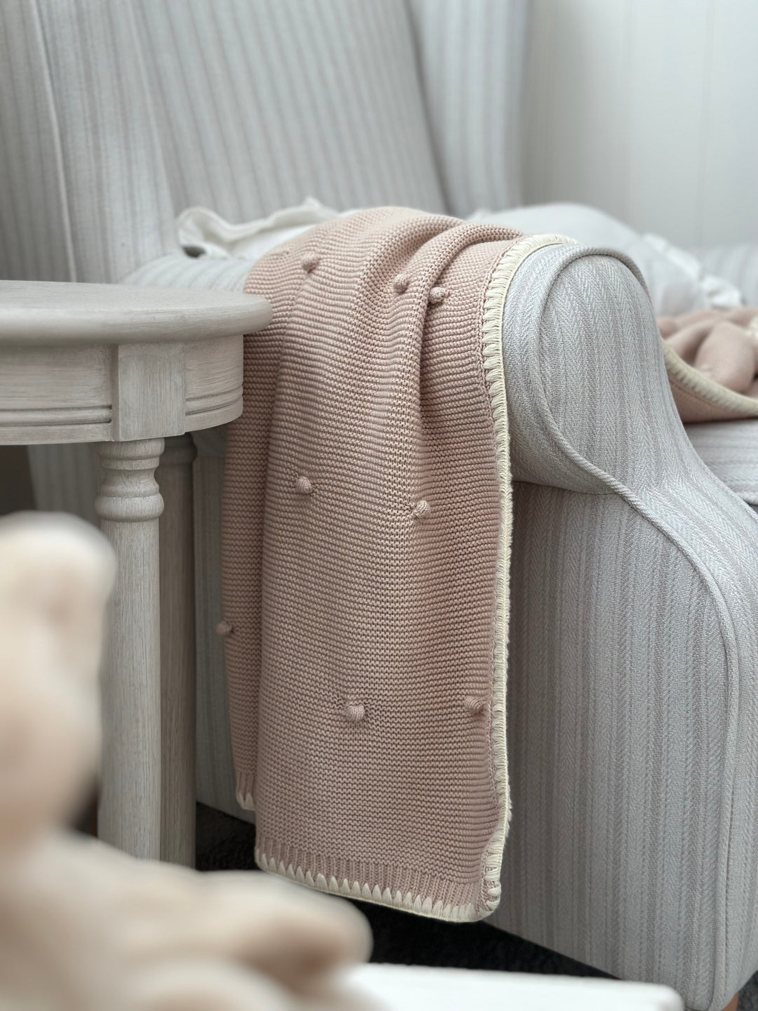 Mabel & Fox - Knitted Baby Blanket - Natural Bobble - Mabel & Fox