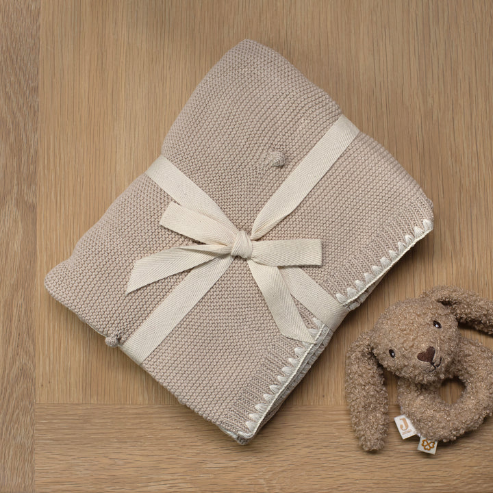 Mabel & Fox - Knitted Blanket - Natural Bobble - Mabel & Fox
