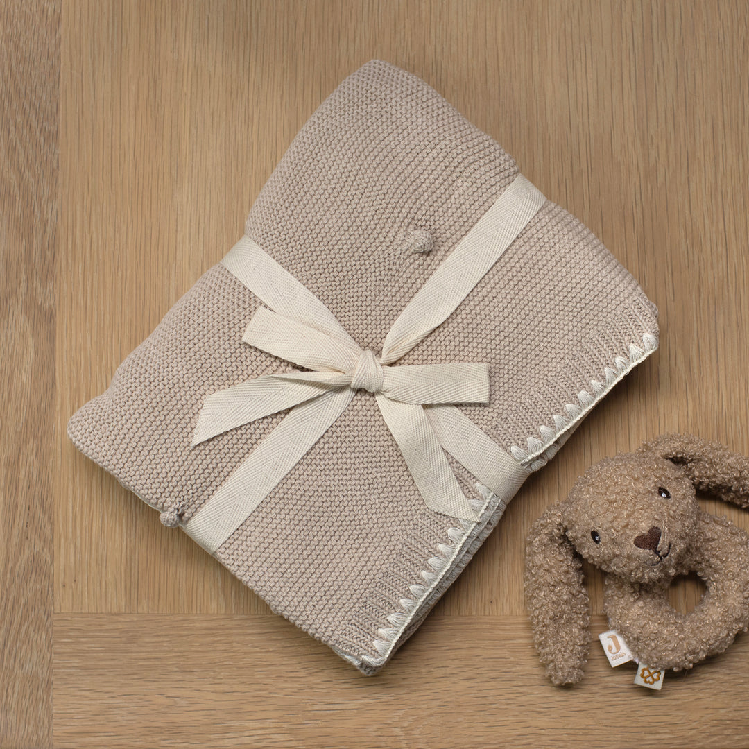 Mabel & Fox - Knitted Blanket - Natural Bobble - Mabel & Fox