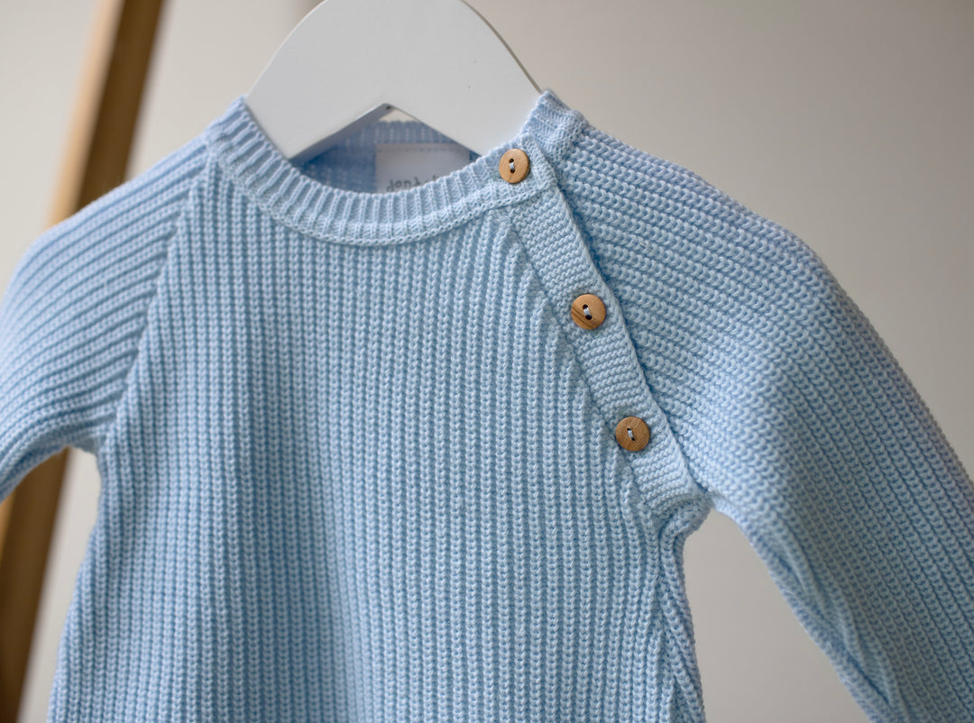 Mabel & Fox - Knitted Romper - Blue - Mabel & Fox