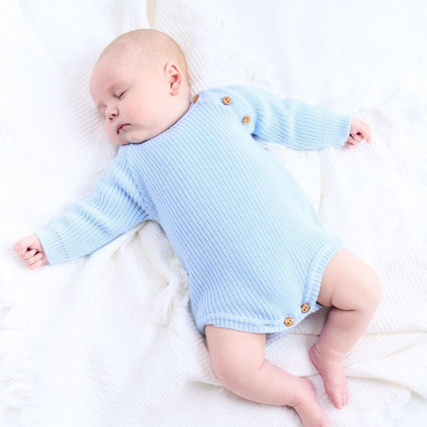 Mabel & Fox - Knitted Romper - Blue - Mabel & Fox