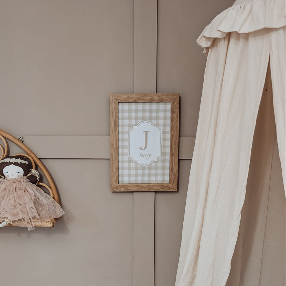 Mabel & Fox - Personalised Art Print - Beige Gingham - Mabel & Fox